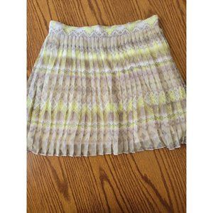 American Eagle Outfitters Pleated Mini Skirt Size 2 Geometric Black Yellow